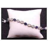 Sterling sapphire tennis bracelet, lab created