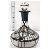 Vntg Art Nouveau sterling overlay decanter
