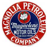 Porcelain 24in round Magnolia Petroleum sign