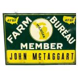 Vtg metal 13.5x9.5 Farm Bureau Michigan sign