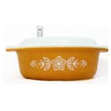 Vntg Pyrex butterfly gold #043 dish with lid