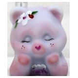 Fenton blue burmese laying teddy bear figure
