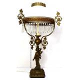 Vtg metal cherub base prism lamp w/ MG shade