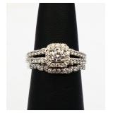 Sterling white sapphire wedding set, lab created