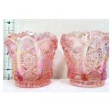 Pair Imperial/Lenox pink carnival toothpick holder