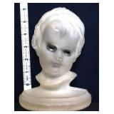 Vntg satin glass child face head bust