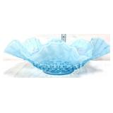 Blue opalescent hobnail bowl