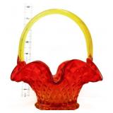 Fenton amberina diamond point basket