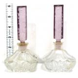 Lot of 2 vntg perfume bottles w/ etched stoppers