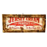 Vntg framed metal 22x9.5 Jersey Cream adv sign
