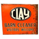 Vntg metal 17.5x14.5 Clay Barn Cleaner sign