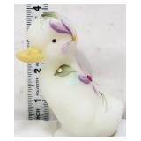 Fenton white satin dewdrops duckling figure