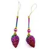 1990s glass grape ornaments w glass beads