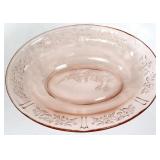 Vntg pink depression cabbage rose oval veggie bowl