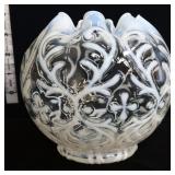 Fenton white opalescent spanish lace rose bowl