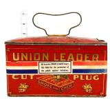 Vntg metal Union Leader Tobacco tin lunch pail