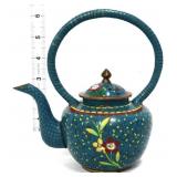 Vintage cloisonne blue teapot