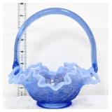Fenton provicial blue opalesecent basket