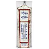 Vntg metal 3.75x13 Country Feed & Grain therm.