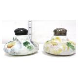 Vntg white cased glass salt/pepper shaker set