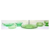 6 piece green glass estate lot
