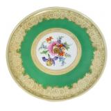 Vntg Bavarian green porcelain footed cake plate