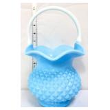 Vntg blue slag diamond quilt basket