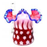 Fenton stars & stripes cobalt crest top hat vase