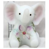 Fenton white satin dewdrops sitting elephant