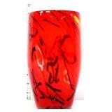 Vintage 10in red/black pinched base vase