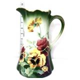Vintage 9in floral pitcher