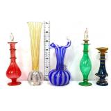 5 piece colorful glass lot, inc perfume bottles