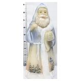 Fenton 9in Santa with wishlist in blue robe figure