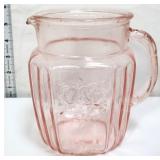 Vntg pink depression open rose pitcher