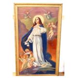 Vntg framed 23.5x39.5 religious scene art