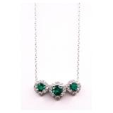 Emerald 3 stone necklace, lab created