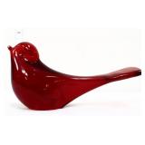 Vintage red glass bird figure