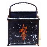 Vintage painted black metal magazine holder