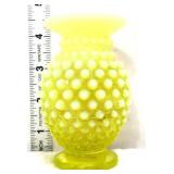 Fenton vaseline hobnail opalescent toothpick vase