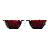2 vntg ruby oyster & pearl berry bowls
