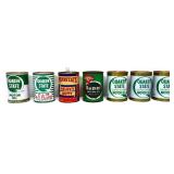 Lot of 7 vntg 1qt oil cans, full NO SHIPPING