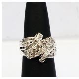Sterling white sapphire dinner ring, lab created
