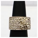 Sterling white sapphire flower ring lab created