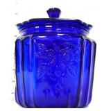 Cobalt glass cookie jar