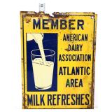 Vtg metal 9.5x12 American Dairy Atlanic sign