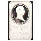 1oz James Monroe silver bar