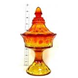 Vntg amberina strawberry & cable covered candy jar