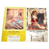 Lot of 2 vntg pinup girl adv calenders