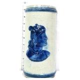 Vntg 9in salt glaze Old Sleepy Eye utensil crock
