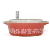 Vntg Pyrex pink gooseberry #471 dish with lid